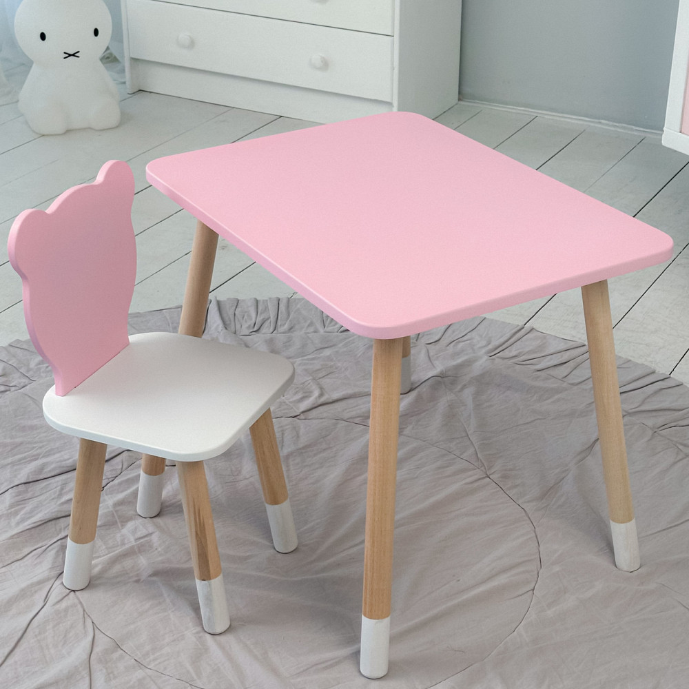 Стіл і стілець "Медведик" для дівчинки, рожеві Київ - фото 2