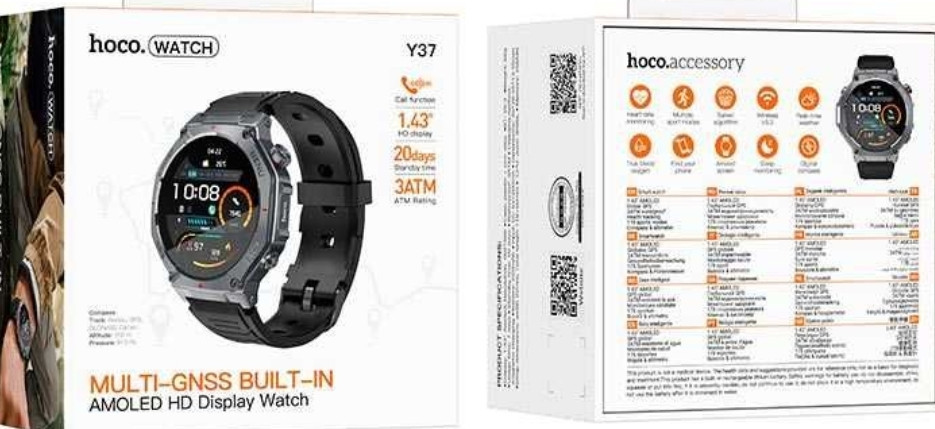 Смарт часы AMOLED GPS звонки HOCO Y37 BT5.3 1,43