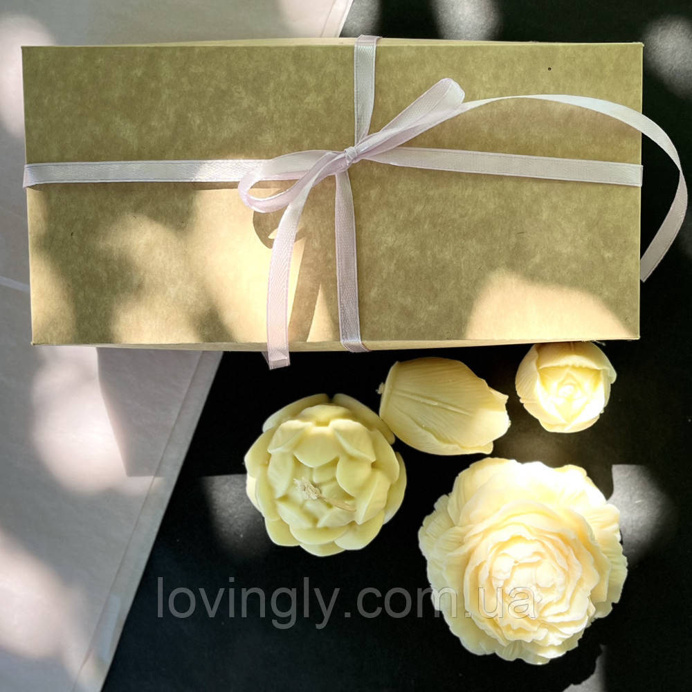 Набор натуральных свечей ручной работы в форме цветов. Ирпень - изображение 2