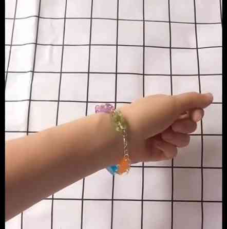 Браслет с мишками длина 15-20см, регулируется, смола, цинковый сплав Киев