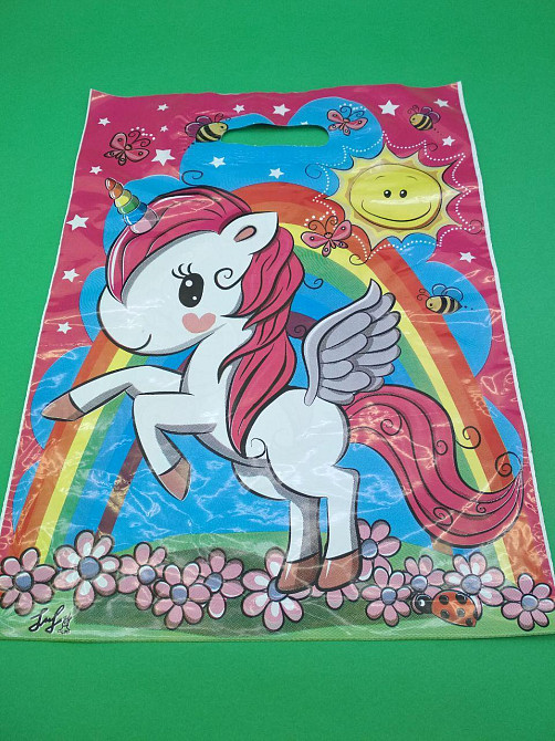 Пакет с прорезной ручкой  (30*37+3) Единорог Леоми (50 шт) Харьков - изображение 1