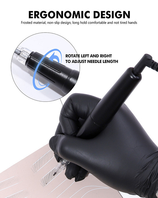 Тату машинка для перманентного макияжа татуажа с сенсорным дисплеем, 10 игл, для бровей, глаз, губ, игла-дюза Киев - изображение 9