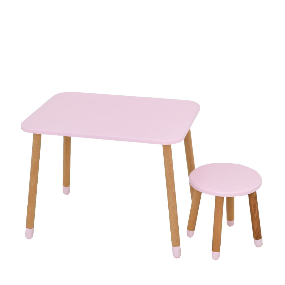 Детский стол с табуреткой 04-026R МДФ, дерево, розовый Винница - изображение 1