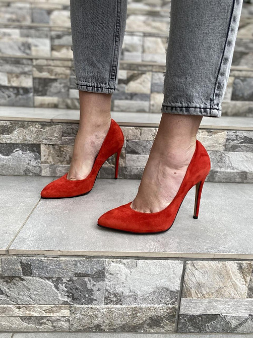 Туфлі жіночі M-LUX червоні натуральна замша каблук 10.5 см 38 р. (91020) Коломия - фото 10