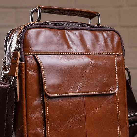 Сумка чоловіча шкіряна Vintage 14835 Коричнева Київ