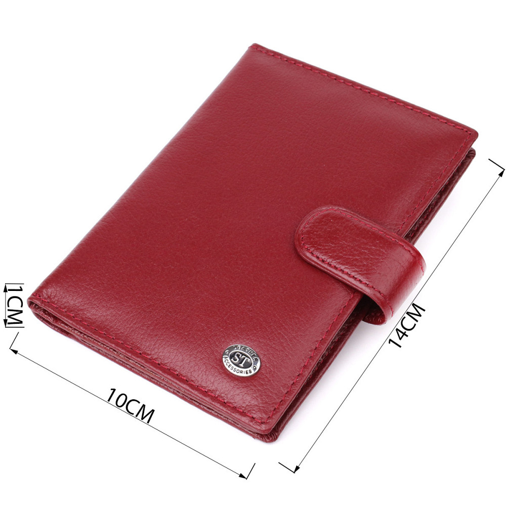 Жіноча шкіряна обкладинка для документів, бордова (ST Leather) Київ - фото 14