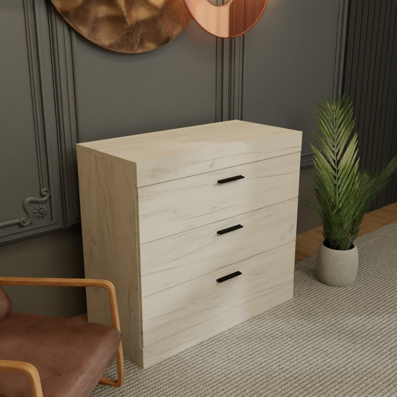 Комод Еверест на 3 ящики Соната-1 80х38х75 дуб крафт білий (DTM-2693) Львів - фото 4