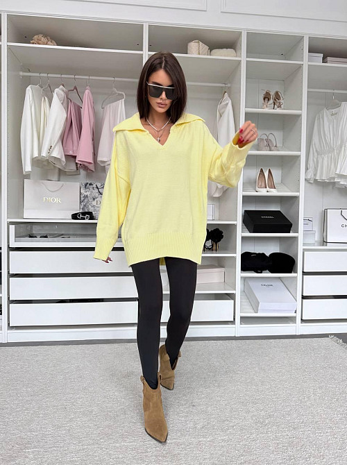 Стильный женский удлиненный свитер оversize с воротником поло Одесса - изображение 6