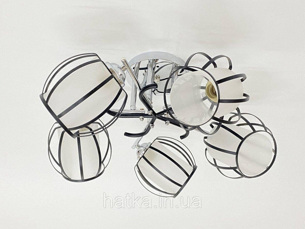 Стельова люстра на 5 плафонів 91195/5 хром+чорний Київ - фото 1