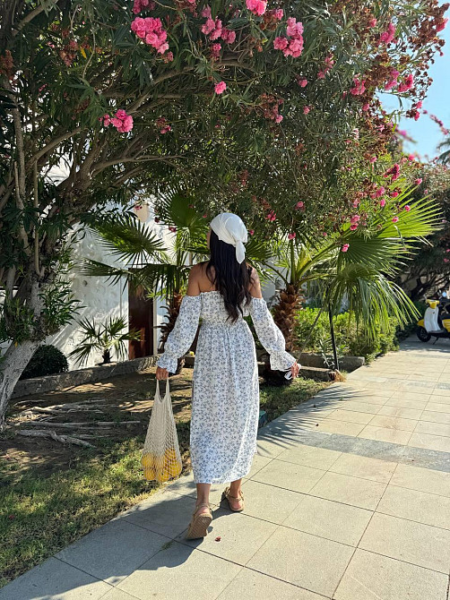 Женское летнее принтованное миди платье с разрезом натуральный муслин 46/48 Одесса - изображение 8