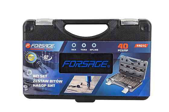 Набор бит с битодержателями 40 предметов, 10 мм, 75/30 мм: T20-T55, H4-H12, M5-M12, в пластиковом кейсе FORSAGE F-4401C Одесса