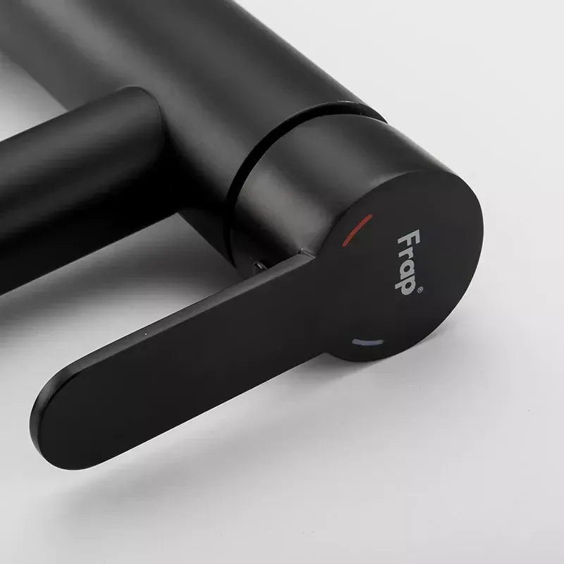 Змішувач для умивальника Frap F10801-62 високий, чорний Київ - фото 4