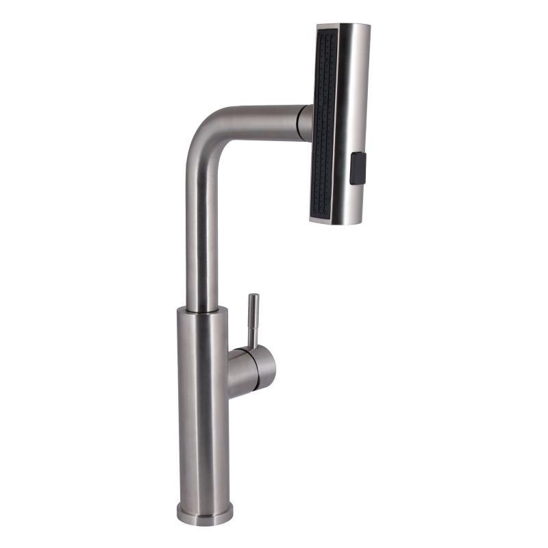 Смеситель для кухни Lidz Aria с выдвижным мультифункциональным изливом-лейкой LDARI015FLTNKS37643 Nickel Харьков - изображение 1