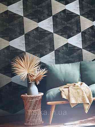 Шпалери вінілові на флізеліні AS creation Geo Effect 0.53х10 геометрія 3д ефект потертості чорні білі 38353-2 Київ
