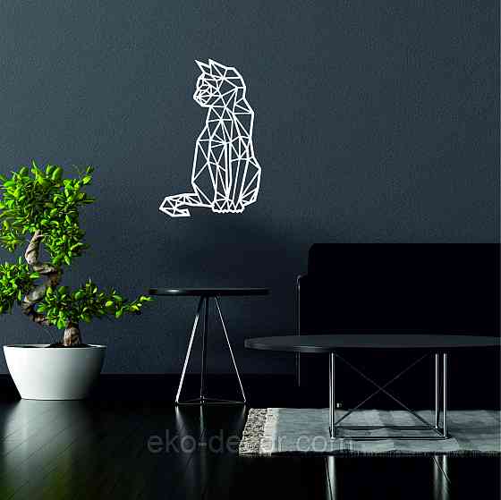 Декоративное настенное Панно «Кот» Декор на стену 110*70 см, Белый Киев