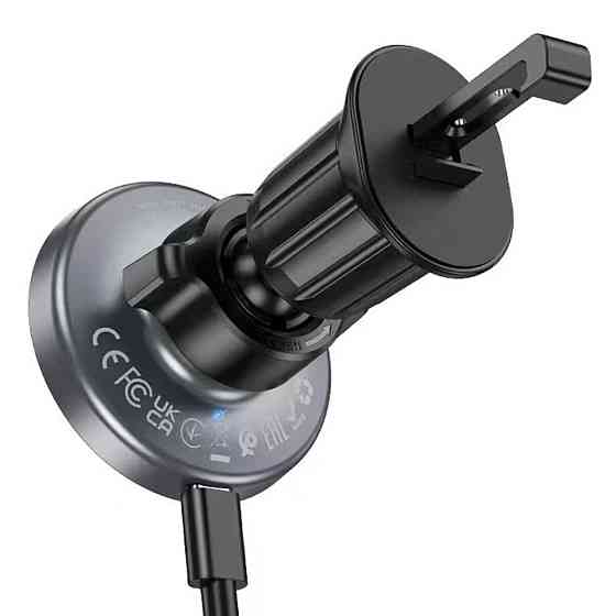Тримач для мобiльного з БЗП BOROFONE BH211 Riley magnetic wireless fast charging car holder(air outlet) Black (6941991108693) Київ
