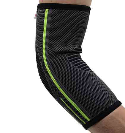 Компресійний налокітник MadMax MFA-283 3D Compressive elbow support Dark grey/Neon green (1шт.) M Киев