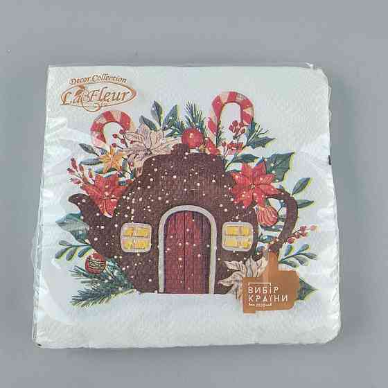 Новогодняя салфетка (ЗЗхЗЗ, 16шт)  La Fleur "Рождественский дом эльфов" (710) (1 пачка) Харків