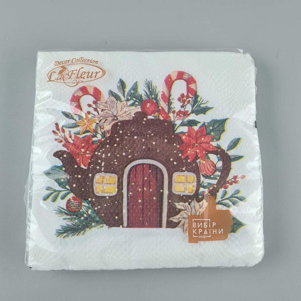 Новогодняя салфетка (ЗЗхЗЗ, 16шт)  La Fleur "Рождественский дом эльфов" (710) (1 пачка) Харків - фото 1