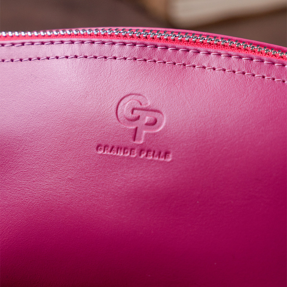 Жіноча косметичка зі шкіри Amelin Фуксія (GRANDE PELLE) Київ - фото 3