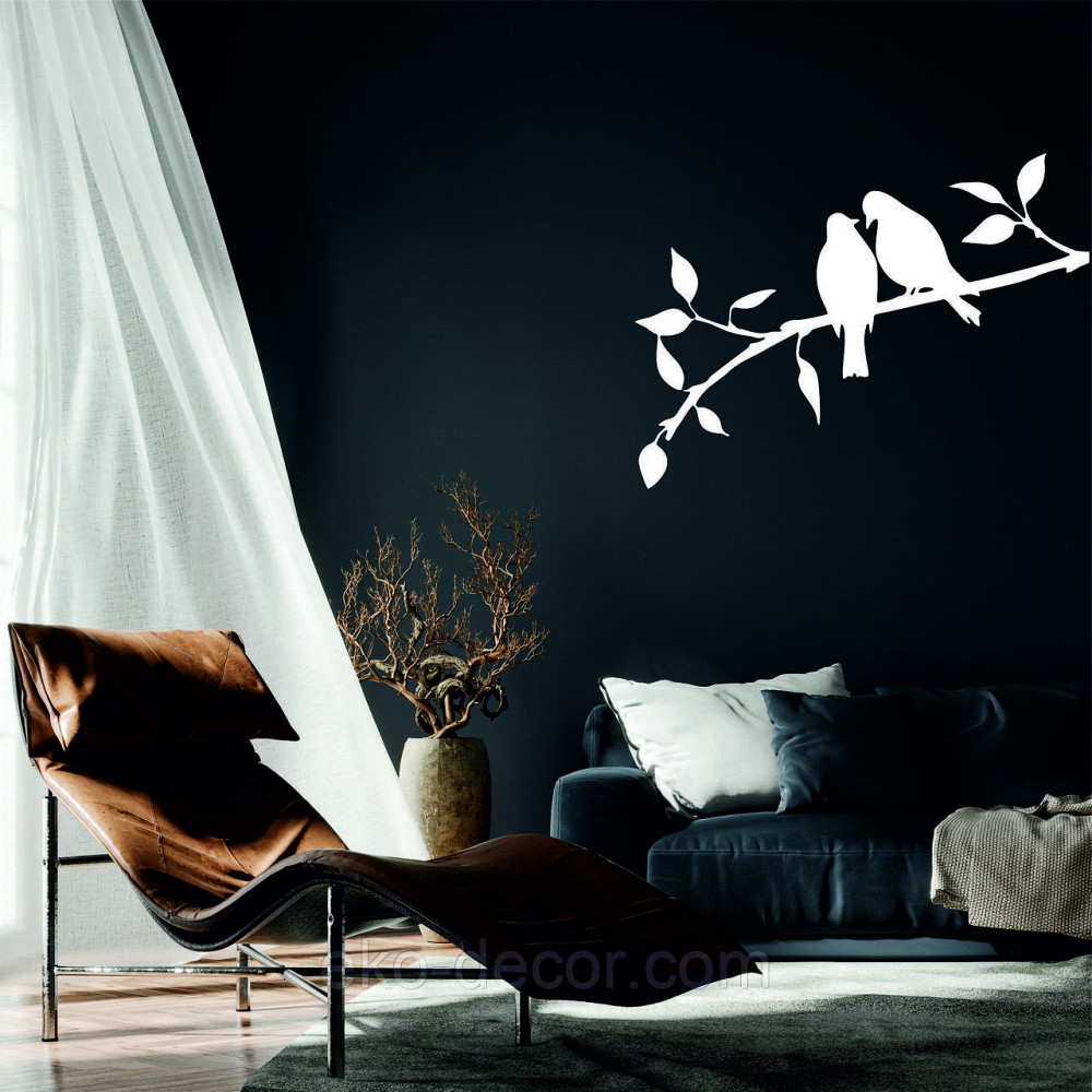 Декоративное настенное Панно «Две птички», Декор на стену 90*26 см, Белый Киев - изображение 1