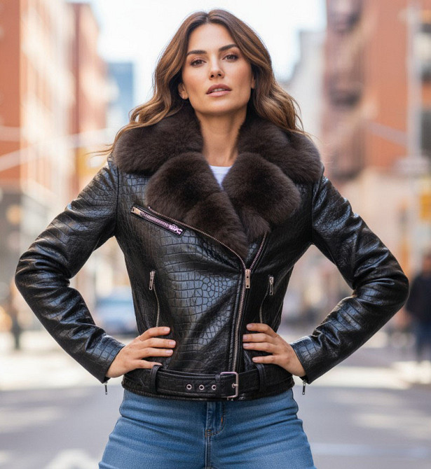 Женская косуха с натуральным мехом песца 46 Харьков - изображение 2