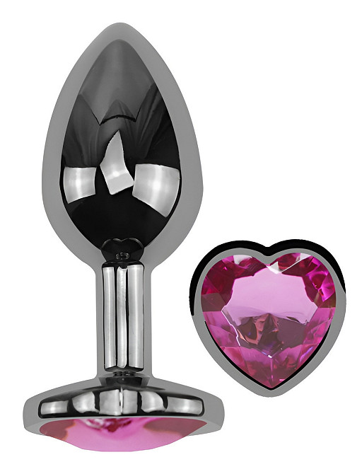 Анальная пробка с кристаллом EGZO - Dark Silver Heart Plug Rose size S Sex Aura Киев - изображение 2