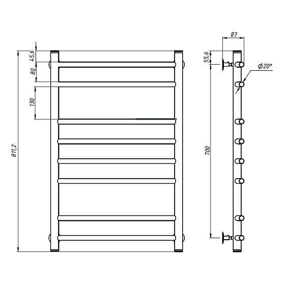 Водяна рушникосушка NAVIN Камелія 500х800 бронза Київ