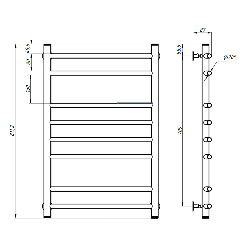 Водяна рушникосушка NAVIN Камелія 500х800 бронза Київ - фото 4