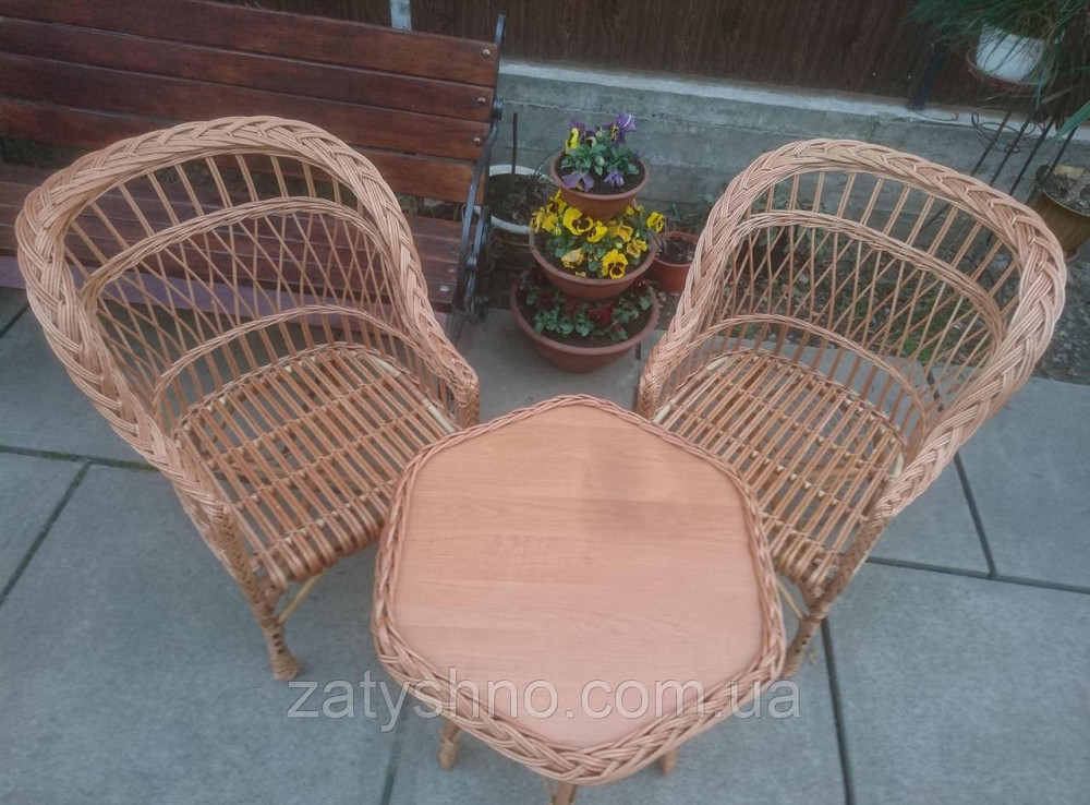 Меблі плетені на балкон з шестигранним столом Київ - фото 7
