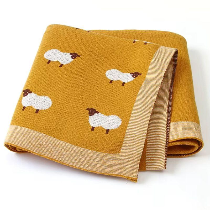 Плед Дитячий Lovely Svi Бавовна 80х100 см В'язаний Жовтий Вівці (3200228) Київ - фото 1