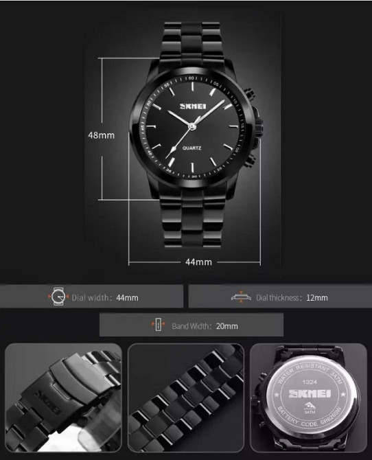 Чоловічий годинник Skmei 1324 чорні Вінниця - фото 4