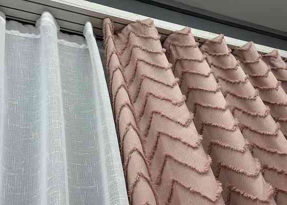 Шторная ткань Лен Букле цвет пудровый 1811ш Киев