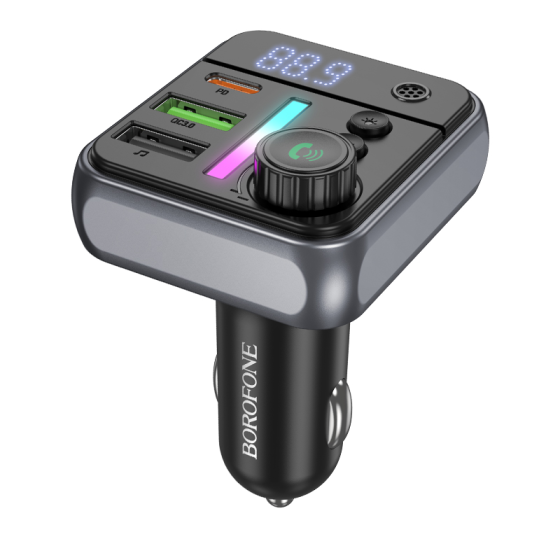 Автомобільний зарядний пристрій з FM-модулятором BOROFONE BC50 Ascenso PD20W+QC3.0 car BT FM transmitter Black Одеса