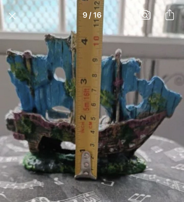 Декор для акваріума Затонувший кораблик з вітрилами 14 на 11 на 4 см різнобарвний Київ - фото 5