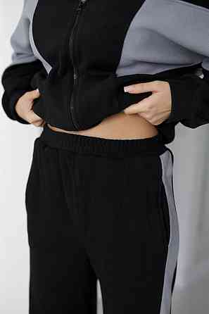 Спортивний флісовий костюм "Connect" | Норма та батал Чорний+сірий, 46-48 Київ