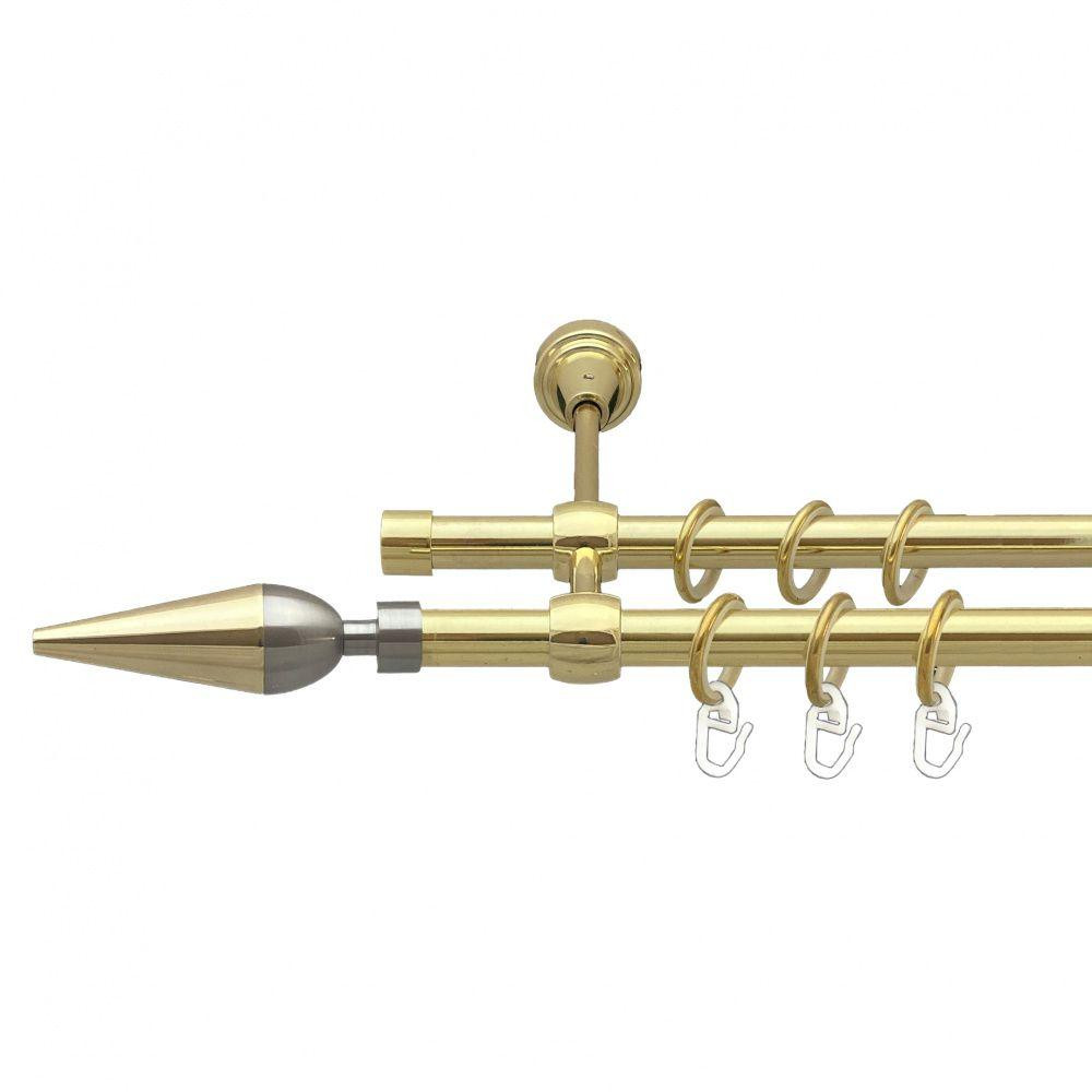 Карниз Orvit Лінея металевий дворядний литий гладка труба кільце металеве Золото 16\16 мм 300 см (00-00014390) Львов - изображение 1