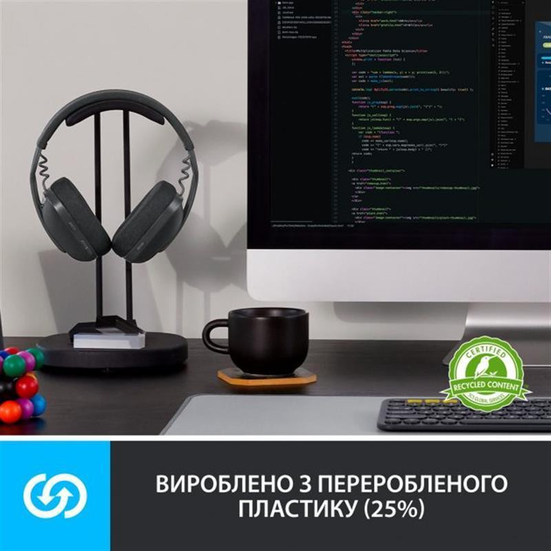 Bluetooth-гарнітура Logitech Zone Vibe 100 Wireless Graphite (981-001213) Сірий Харків - фото 7