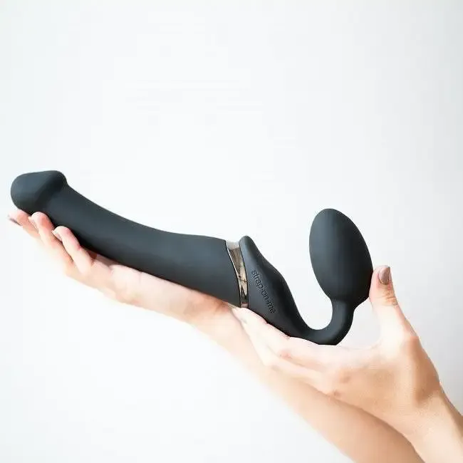 Безремінний страпон з вібрацією Strap-On-Me Vibrating Black M, діаметр 3,3 см, пульт ДК, регульовани Львов - изображение 7