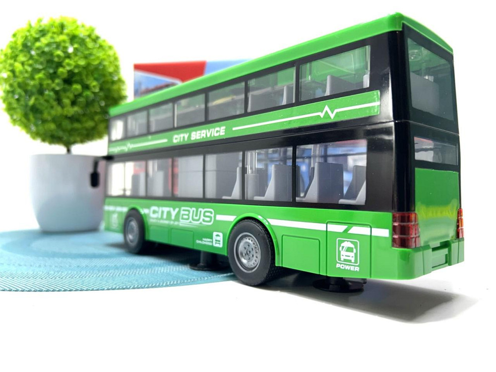 Автобус інерційний двоповерховий світло звук двері відкриваються гумові колеса Зелений (RJ5504) Чернигов - изображение 9