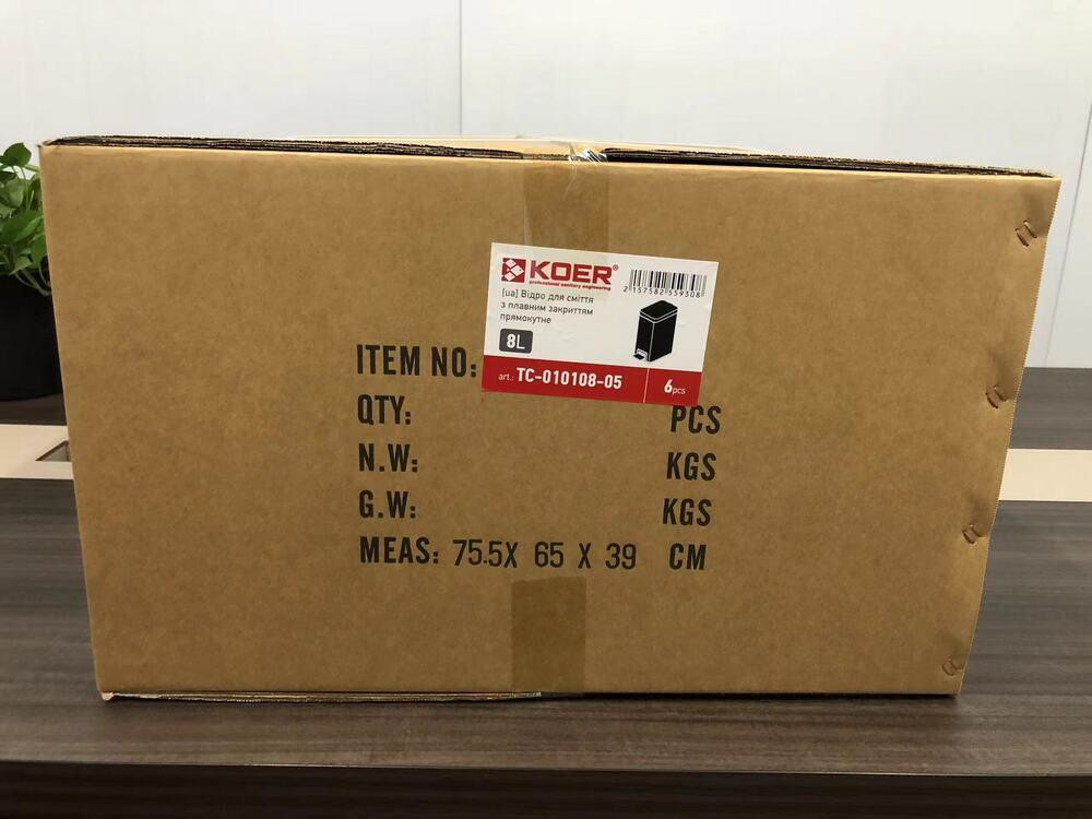 Відро для сміття з плавним закриттям прямокутне Koer TC-010108-05 8 л колір чорний (KR5593) ( 37556 ) Харьков - изображение 9