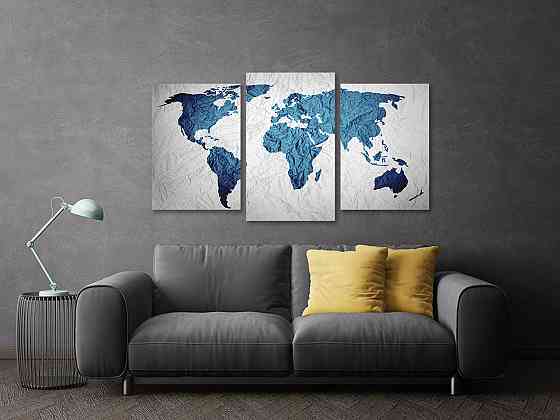 Модульная картина в гостиную / спальню  Мапа  світу Art-672_3 70x130 см Киев