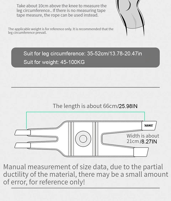 Ортез колінний AOLIKES із металевими пружинними бічними стабілізаторами та силіконовими накладками, регульований 35-62см (сірий) Николаев - изображение 13