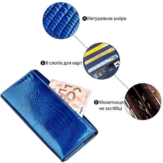 Жіночий лаковий гаманець ST Leather 18901 Синій Київ