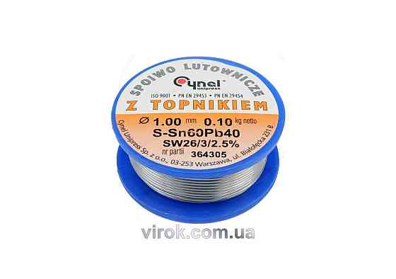 Припій Sn60-Pb40 дротяний на котушці VOREL : Ø=1мм, m=100 г  [30] Одеса