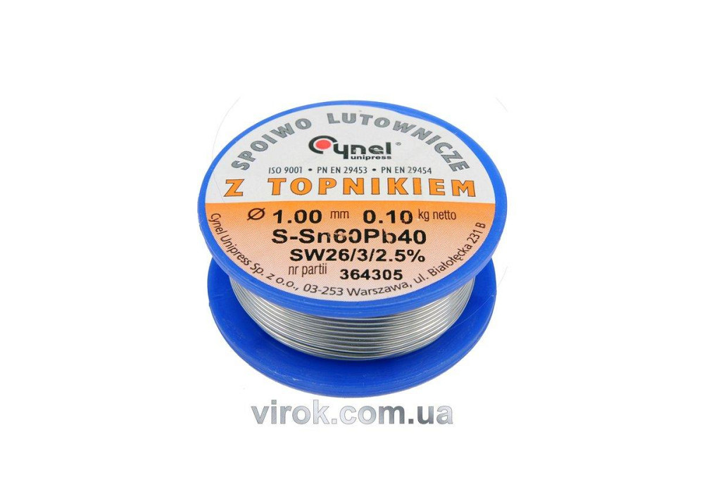 Припій Sn60-Pb40 дротяний на котушці VOREL : Ø=1мм, m=100 г  [30] Одеса - фото 1