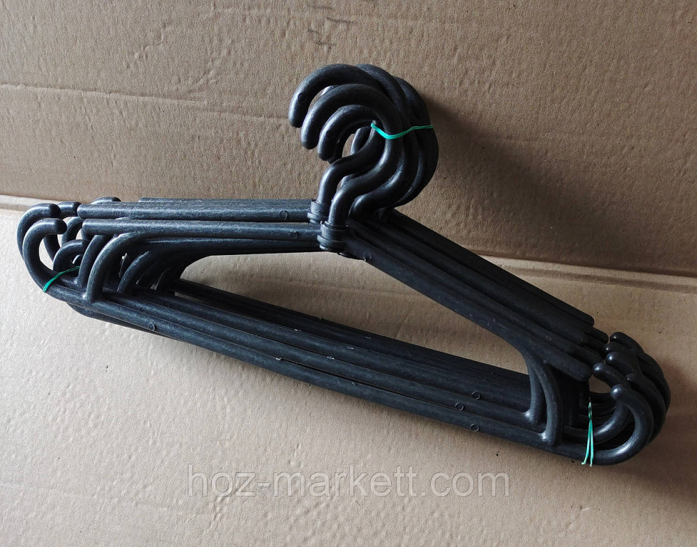 Вішалки плічка тремпель пластиковий з поворотним гачком потовщений чорний 40 см 10 шт уп Харків - фото 9
