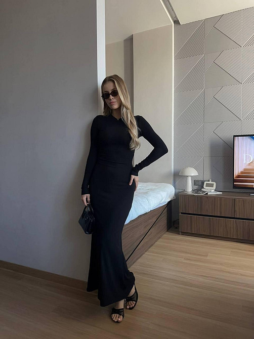 Женское облегающее макси платье из вискозы Черный Одесса - изображение 5