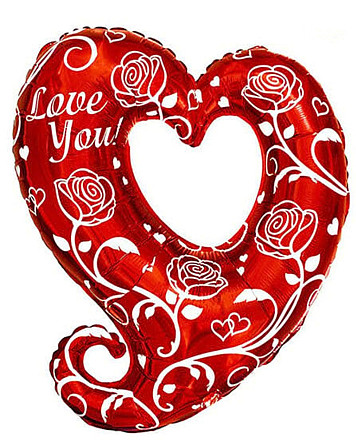 Велике серце з трояндами LOVE YOU Розмір: (32 “) 80 см Київ - фото 1