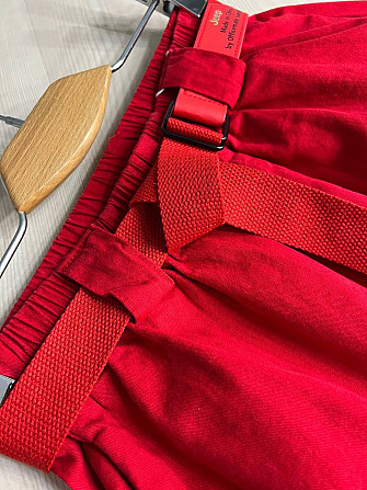 Брюки женские A-N 712 МОМ jeans широкие бананы облегченный тонкий коттон с ремнем красные, красный,  Одесса - изображение 10